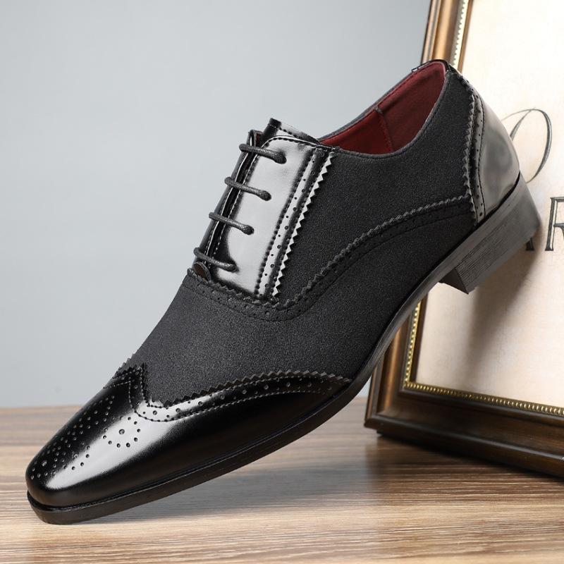 New Men's White Black Mix Patchwork Pointed Leather Casual Oxfords Shoes Male Wedding Dress Homecoming Footwear Zapatos Hombre