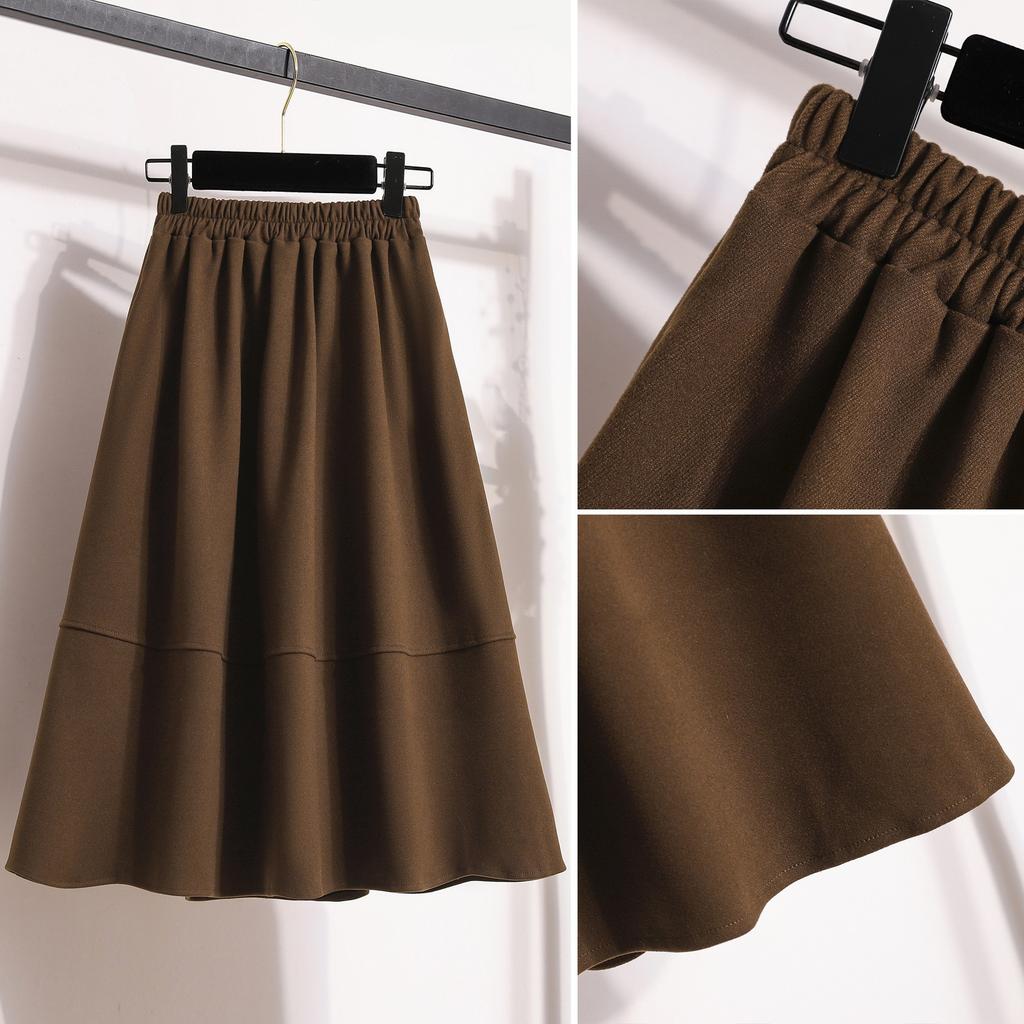 Winter Drooping Versatile Wool Umbrella Skirt Mid-length Sporty High-end A-line Skirt To Make You Look Slim and High-waisted Skirt for Women
