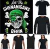 ST PATRICKS DAY T-SHIRT Shenanigans Paddys Irish Funny Skull Pirate Biker Top