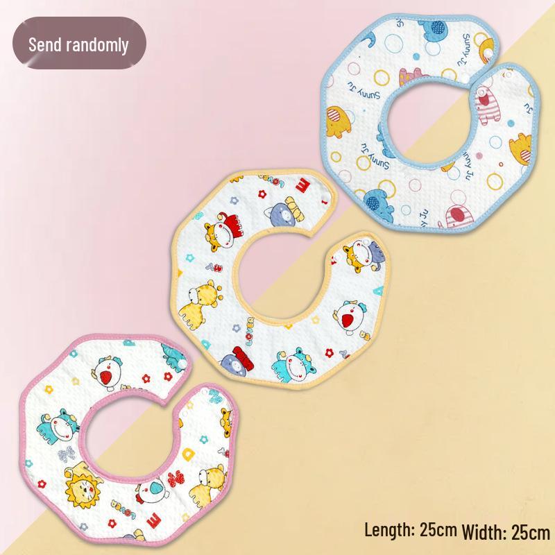 6-Layer Cotton Baby Bib - 360° Absorbent Gauze, Korean Style