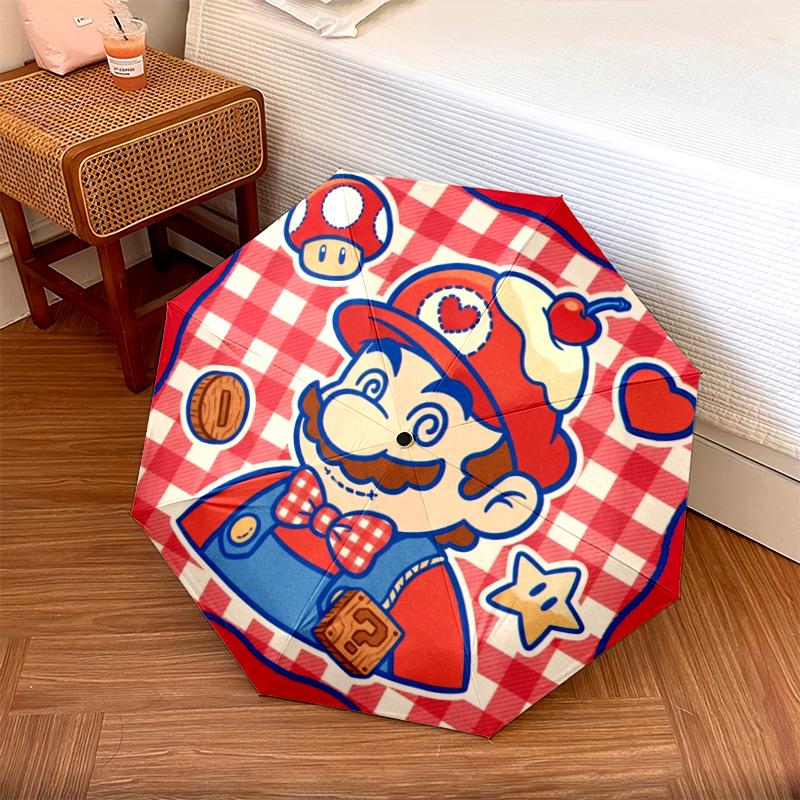 1PC Automatic Folding Umbrella Super Mario Pattern 8 Ribs Portable Foldable Travel Umbrella Christmas Birthday Gift разноцветный