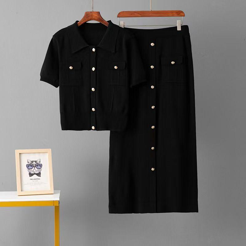 Western Style New Fashion Knitted Top Skirt Two-piece Set Knited Top and Skirt Set