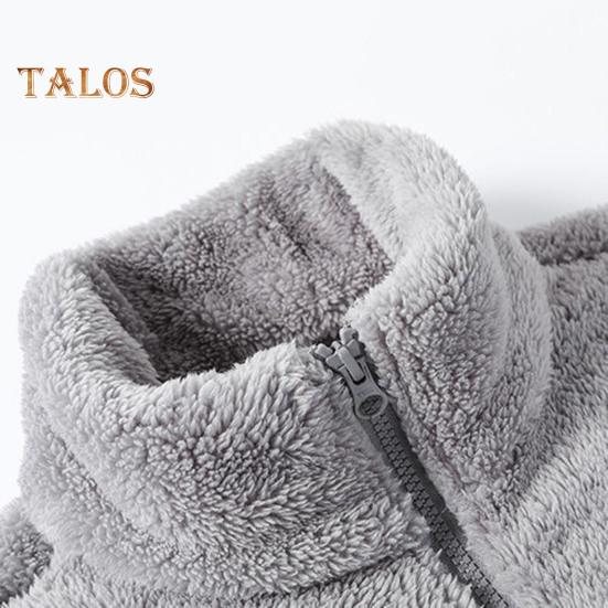 Women Winter Coat Thick Stand Collar Double-sided Fleece Neck Protection Zipper Closure Solid Color Long Sleeves Heat Retention Outdoor Jacket