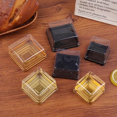 M-50Pcs Dessert Egg-Yolk-Puff BoxTransparent Square Plastic Muffin Packaging Boxes Moon Cake Container Baking Food Packing