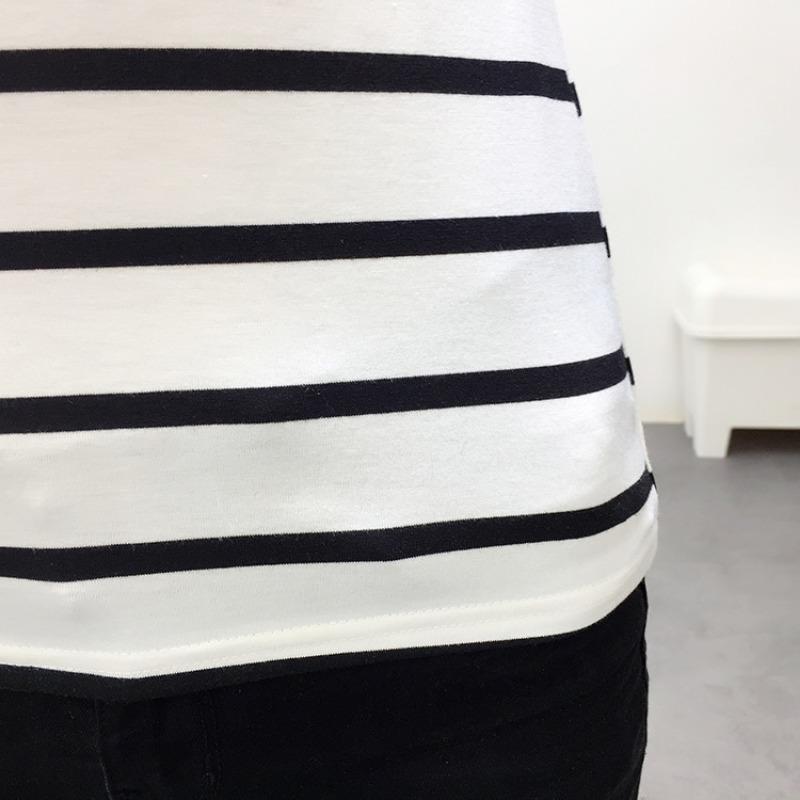 V-neck Long Sleeved Striped T-shirt for Women