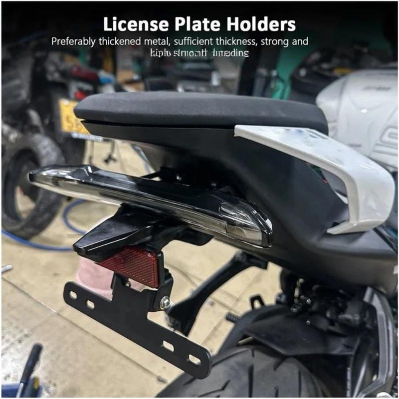 Black Rear Mudguard Bracket for 675SR-R and 675SRR Motorcycles, Short-Tail Rear License Plate Support with Plate Illumination Function