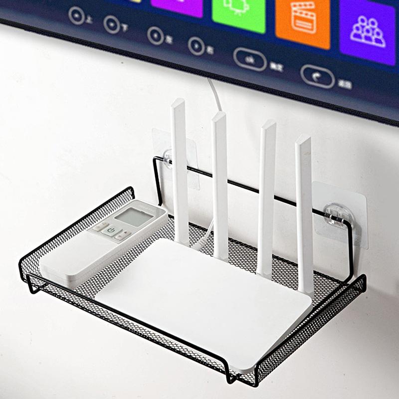 1PC Metal Small Items In Living Room Black White Bedroom Router Shelf For TV Top Boxes 2 Colors