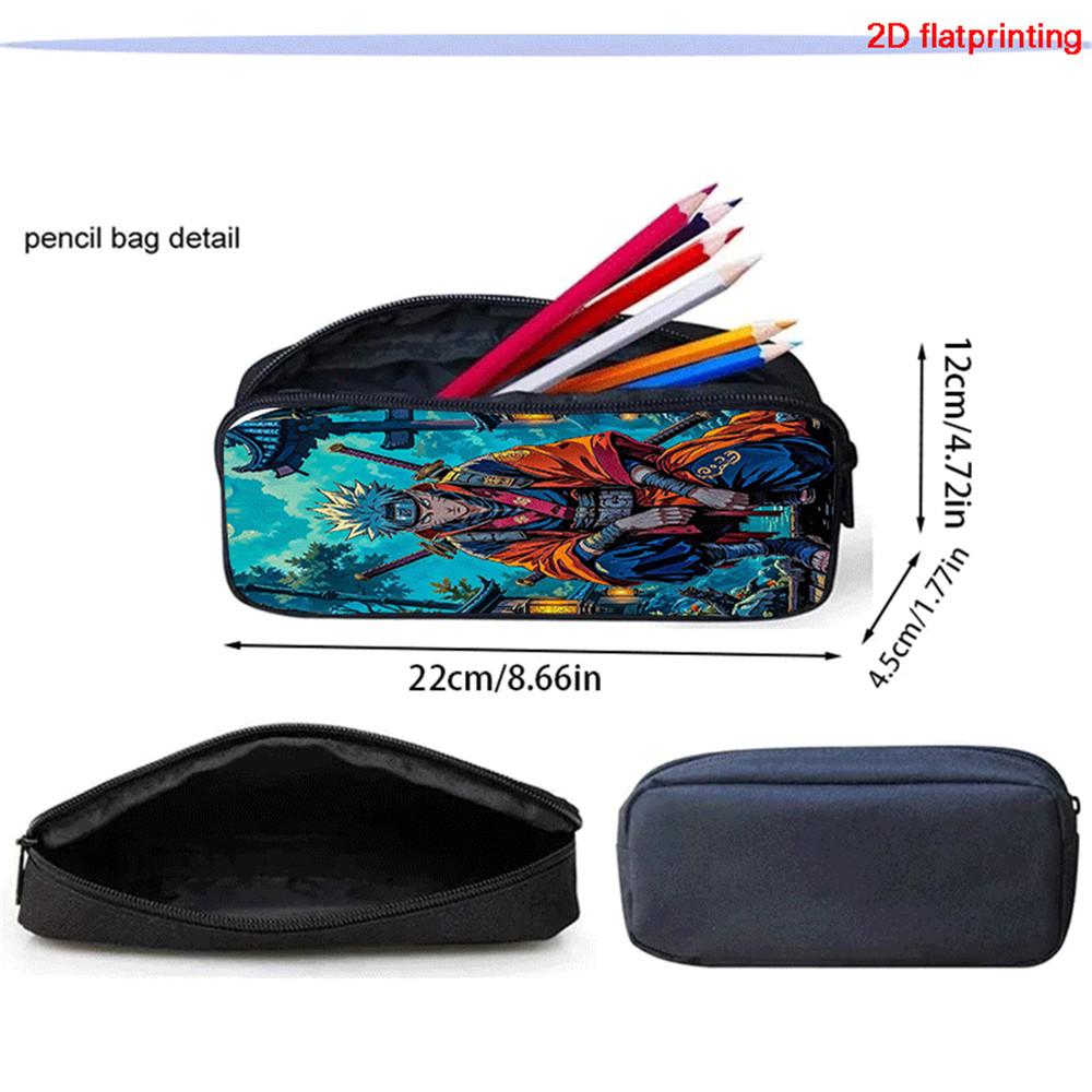 Lightweight NARUTO 3Pcs Set School Backpack Set With Front Pocket Lunch Bag Pencil Bag For Boys Girls Children Aged 5-10