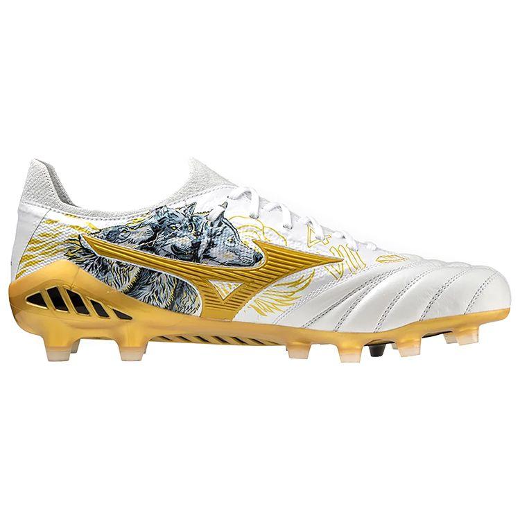 Sergio Ramos x Mizuno Morelia Neo 3 Beta SR4 Lion and Wolves Men Sneakers White Champion-Gold Cool-Grey P1GA229804