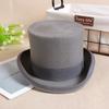 Wol Platte Mannen Hoge Hoed Mode Fedora Hoeden Veelzijdige Panama Magiër Hoed Heer Cilinder Riem Steampunk Unisex Elegant