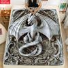 White Dragon Stone Texture Print Decorative Throw Blanket for Sofa, Bed, Home Decor, Office, Travel, and Camping