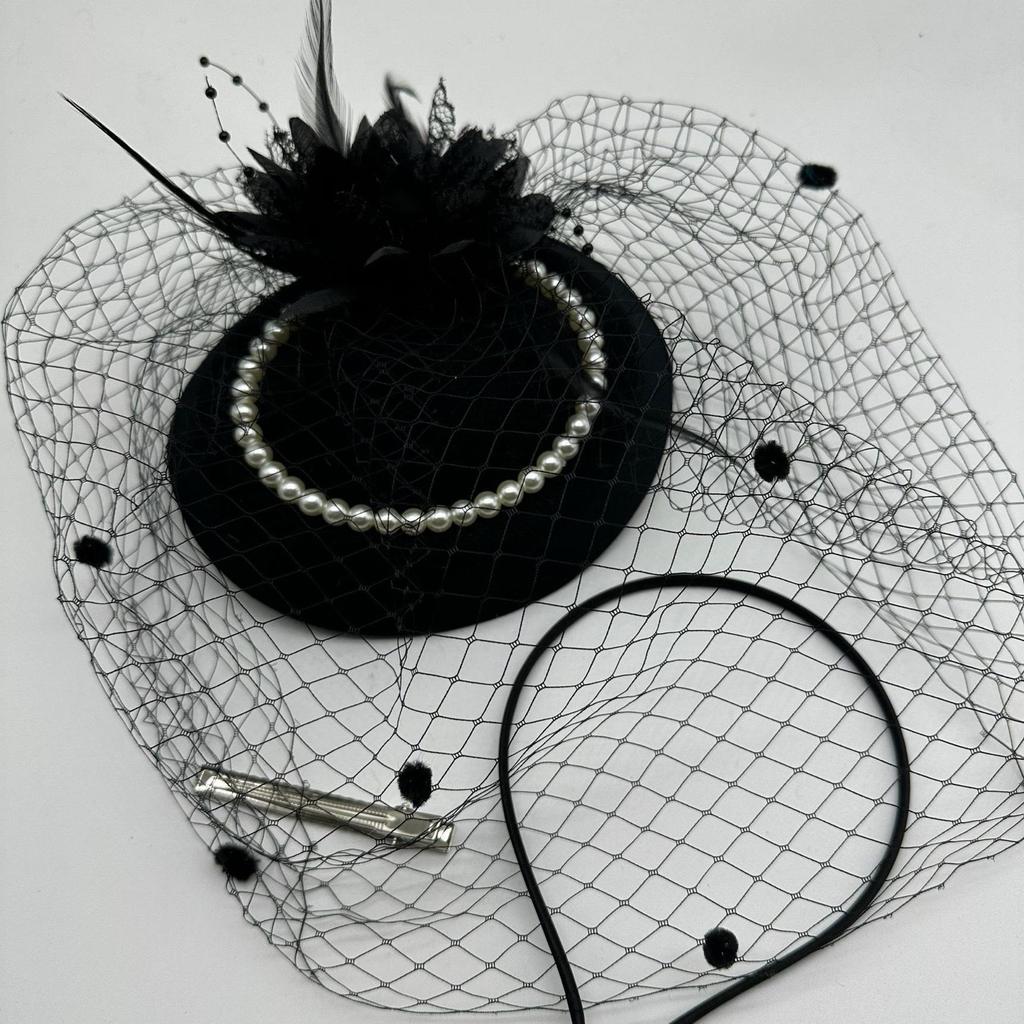 Pearl Cheongsam Hat Hair Ornament: Retro Shanghai Socialite & Bride Accessory