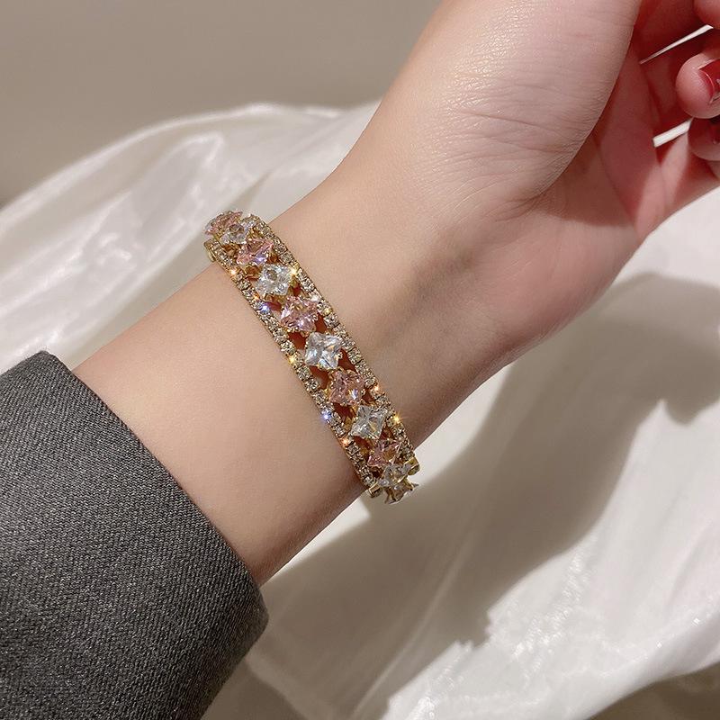 Elegant Zircon Letter Bracelet: Luxurious, Versatile, and Fashionable Women's Bangle