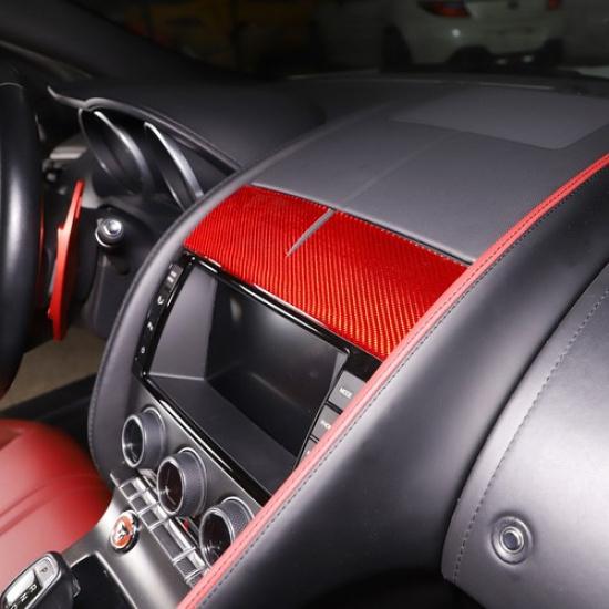 Red Carbon Fiber Center Console Panel Sticker For Jaguar F-TYPE 2013-