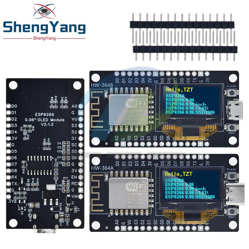 TZT 1PCS NodeMCU ESP8266 Development Board With 0.96 Inch OLED Display CH340G ESP-12F Module TYPE-C USB For Arduino/Micropython