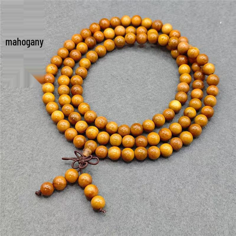 Buddhist Prayer Bracelet - 108 Beads, Multi-strand Sandalwood, Black Rosewood, Wenwan Style