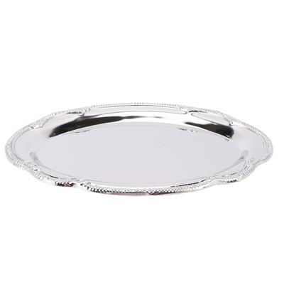 Silver Serving Tray Stainless Steel Oval Mirror Elegant Vintage Decorative Appetizer Platter for Buffet Wedding Party