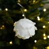 White Petal Christmas Ball Ornament with Sticky Powder Foam Decor for Festive Tree and Atmosphere.