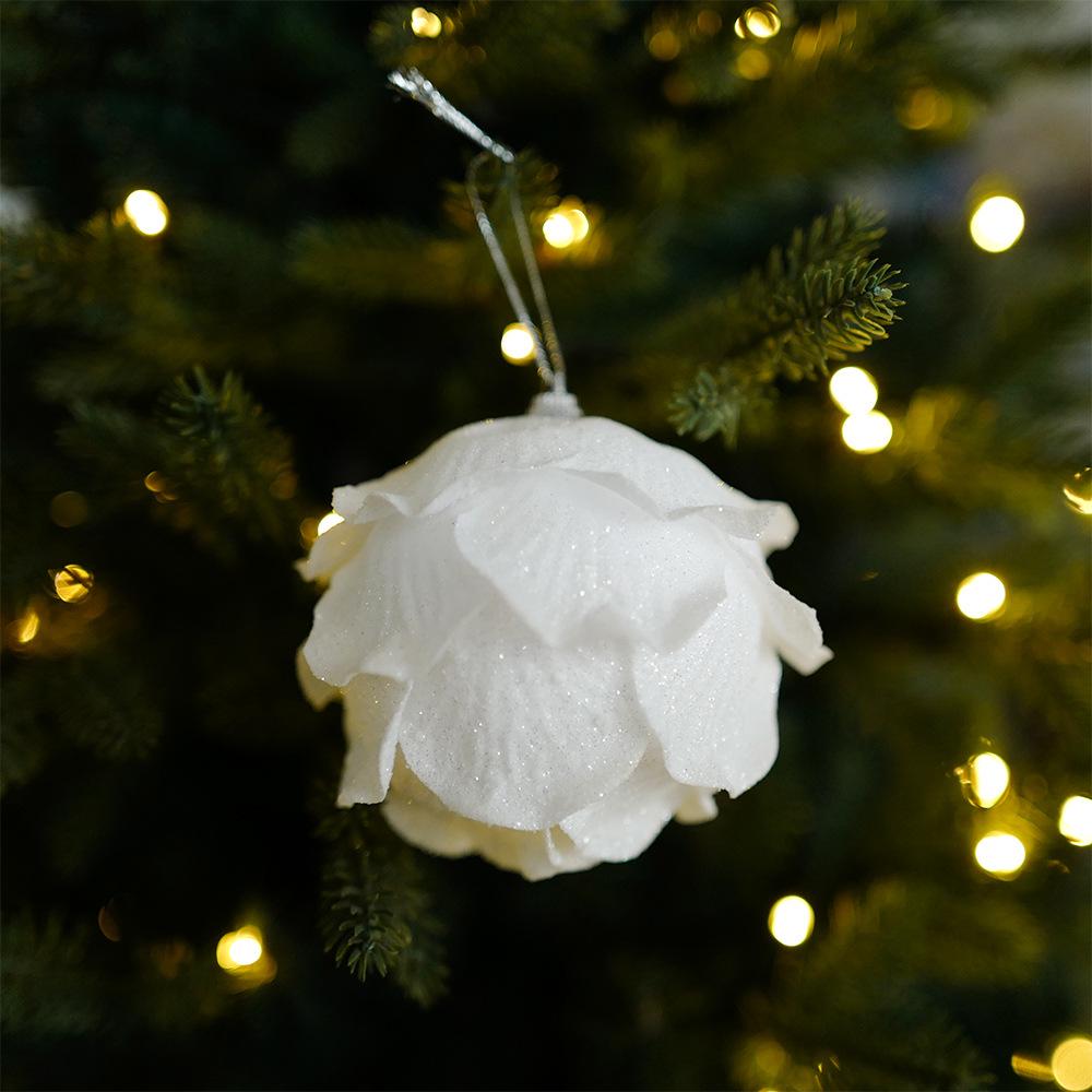White Petal Christmas Ball Ornament with Sticky Powder Foam Decor for Festive Tree and Atmosphere.