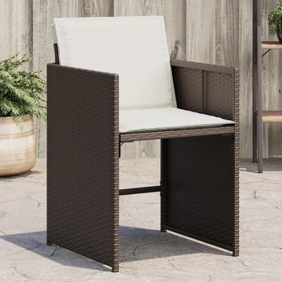 Vidaxl Garden Chairs With Cushions, 4 Pcs, Brown, Poly Rattan