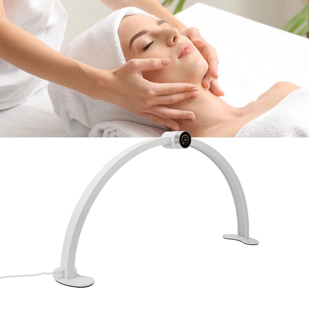 Half Moon Desk Lamp 27 Inch 40W 3000 to 6000K Dimmable Half Moon Nail Light with LED Clock Display for Lash Extension Skincare