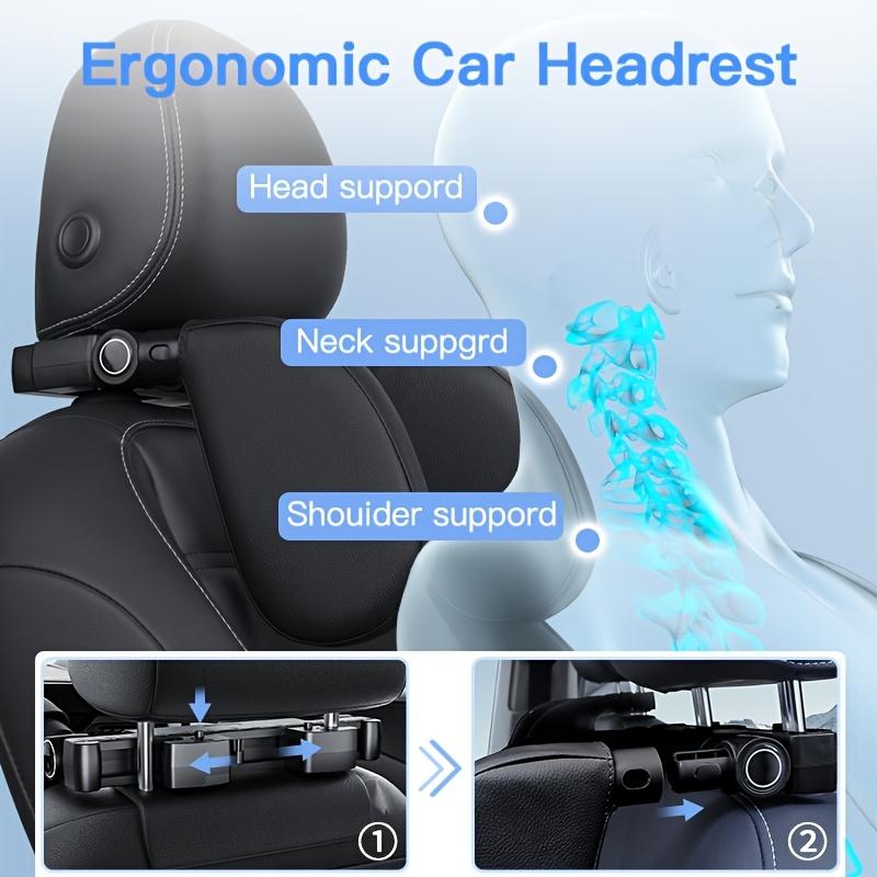360° Adjustable Ergonomic Car Headrest with Memory Foam Side Pads Fit for Most Cars Easy One-Click Sleep Support for Travel