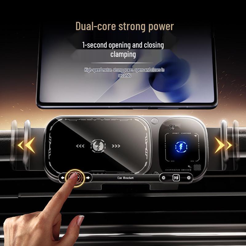Foldable Phone Car Mount with Wireless Fast Charging - Compatible with Huawei & Samsung, Air Vent Clip