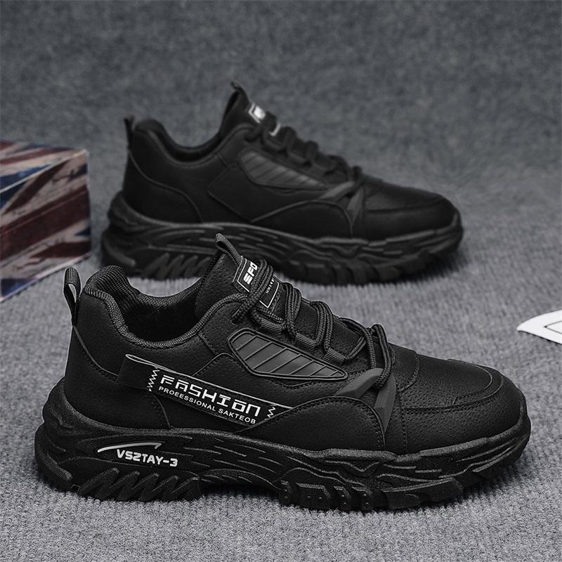 

Youth pure black shoes wear-resistant bottom non-slip casual leather shoes 44 чорний
