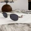 Small Frame Rhinestone Polygon Sunglasses Women  Luxury Brand Fashion Y2K Punk Metal Sun Glasses Retro Prescription Eyewear
