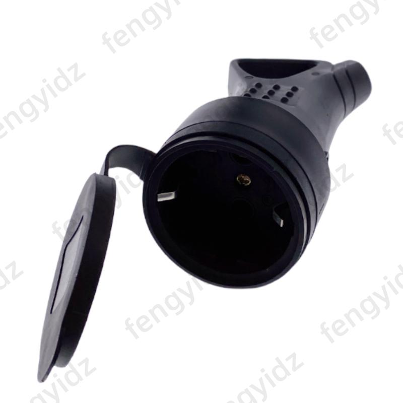 EU Rubber Waterproof Socket Plug 16A 250V IP54 Grounded European Connector With Cover For DIY Power Cable Cord