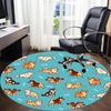 1pc Dogs Bones Office Round Area Rug, Under Office Chairs Bedroom Living Room Home Decor, Room Deco