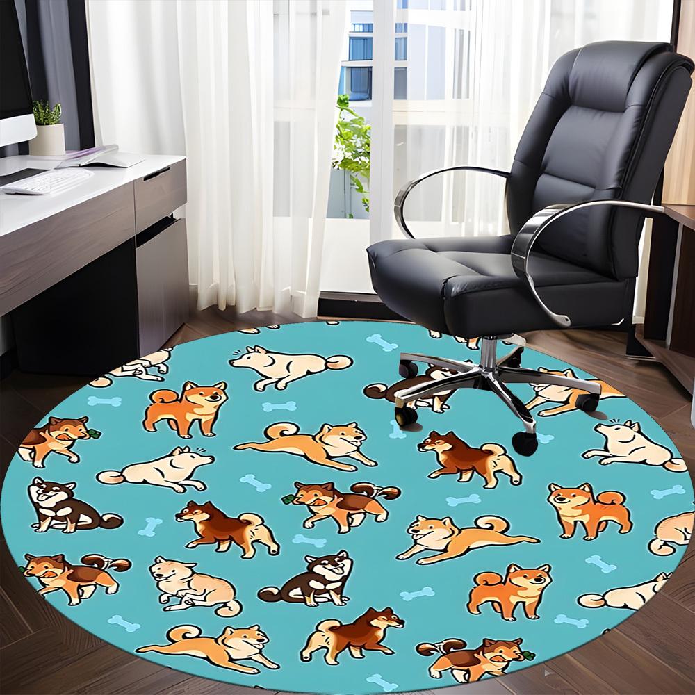 1pc Dogs Bones Office Round Area Rug, Under Office Chairs Bedroom Living Room Home Decor, Room Deco