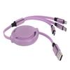 3 in 1 Multi Retractable Charger Cable 3A with TypeCfor IOSfor Android Connector(Purple )