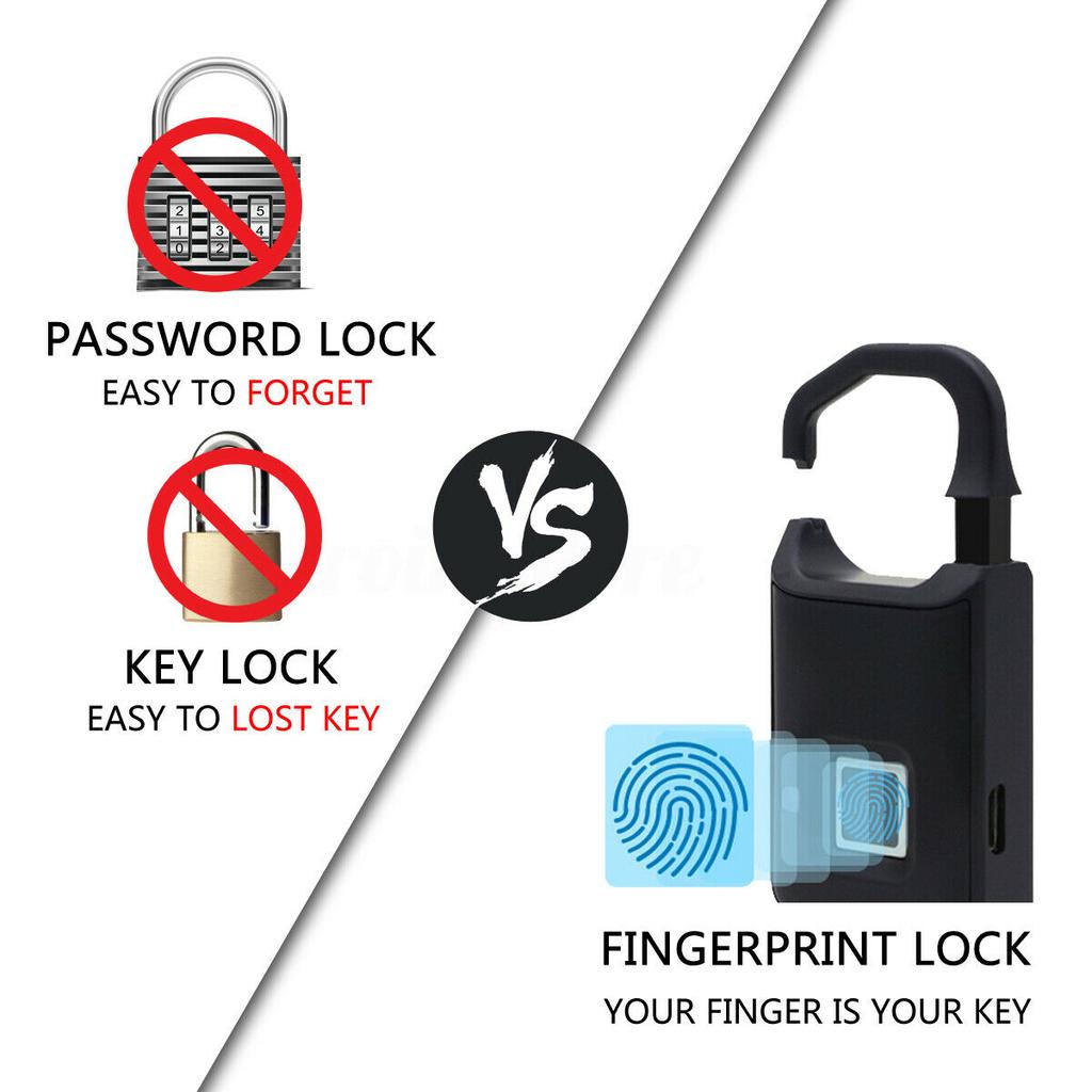 Portable Smart Fingerprint Keyless Phone APP Padlock Door Lock