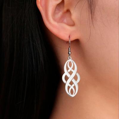 LIKGREAT Stainless Steel Celtic Infinity Knot Dangle Earrings for Women Lady Elegant Hook Charms Good Luck Jewelry New Year Gift