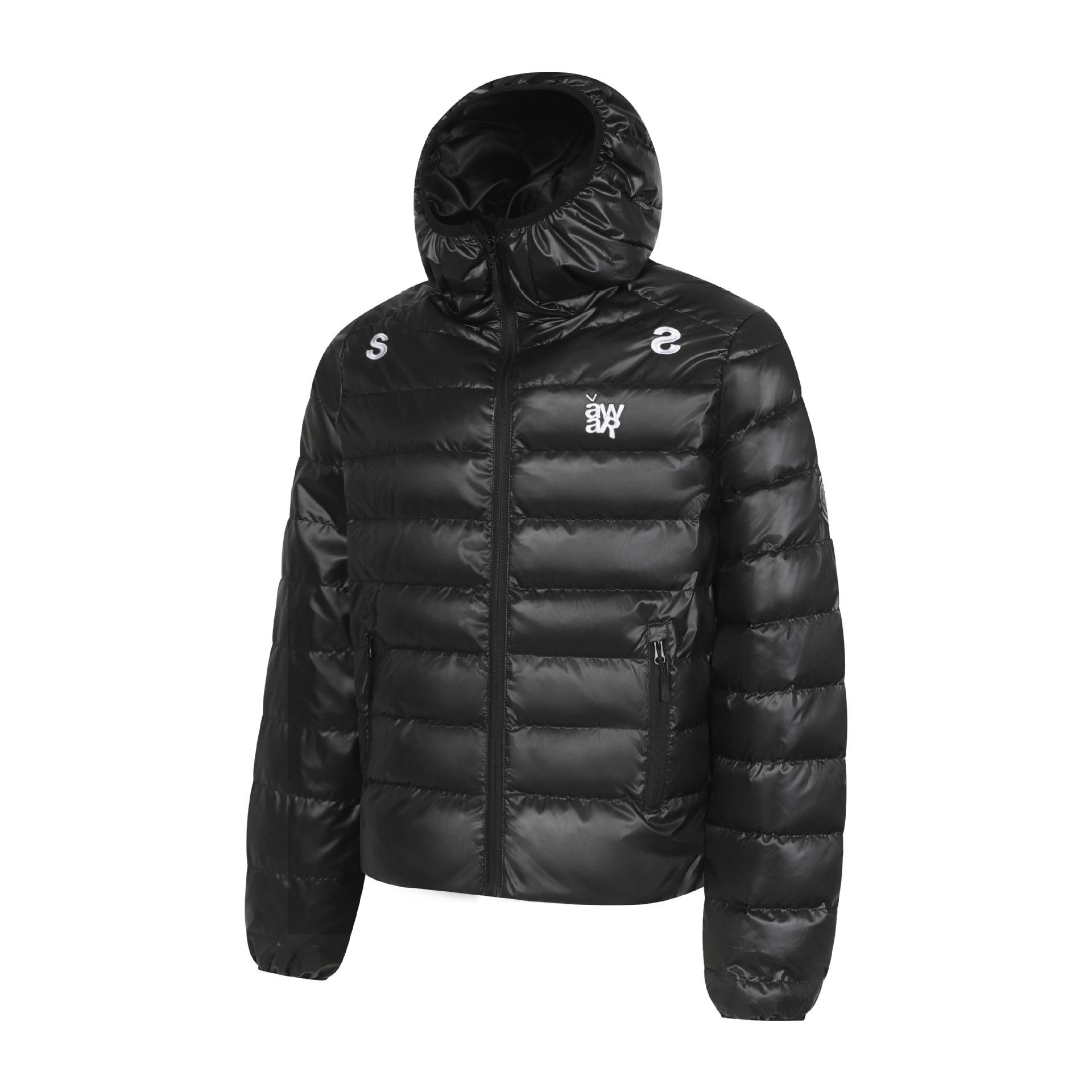 

ARES American Style Lightweight Hooded Down Jacket - Unisex Winter Warmth with Ribbed Technology XL чорний