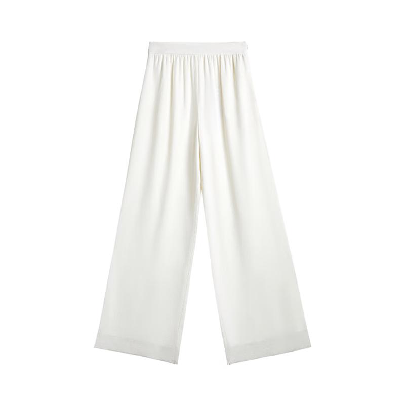 LANGZI Women's 100% Silk Wide-Leg Pants