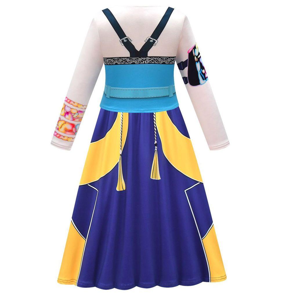 Kids Girls Anime Cartoon K-Pop Zoey Print T-shirt Skirt Bag Cloak Set Outfit Christmas Role Play Halloween Cosplay Costumes