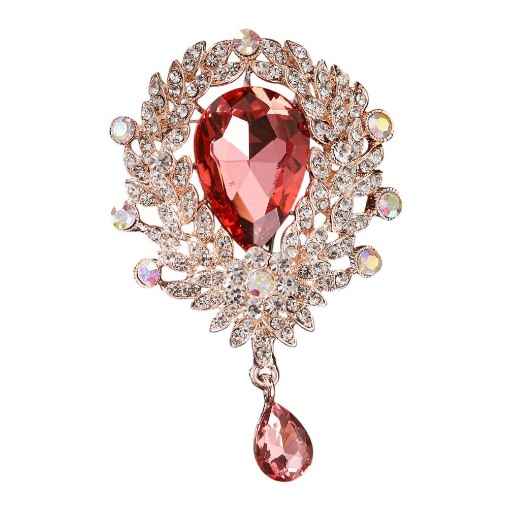 Clear Crystal Wedding Crystal Brooch Flower Design Teardrop Brooch Bridal Brooch Wedding Party