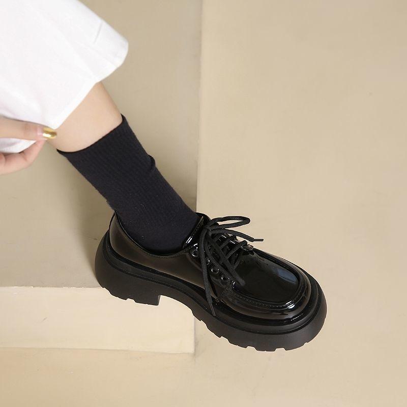 Fashion With Medium Heels Black Normal Leather Casual Women's Summer Footwear Shoes for Woman 2024 Moccasins Platform Chic and Elegant E