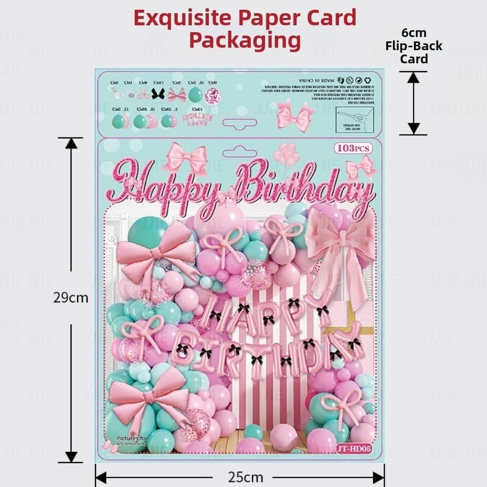 Happy Birthday Bow Balloon Garland Arch Kit Latex Multicolor Balloons Background Wall Photo Props DIY Accessories Balloon Arch