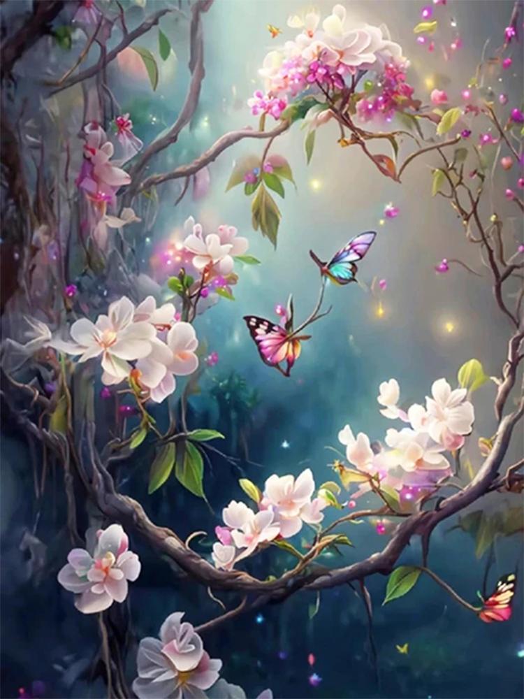 

Водопад 5DDIY Алмазная вышивка Пейзаж Дерево Новый продукт Живопись Сакура Вышивка крестом Мозаика Ремесла Украшение дома Full Round 20x30CM