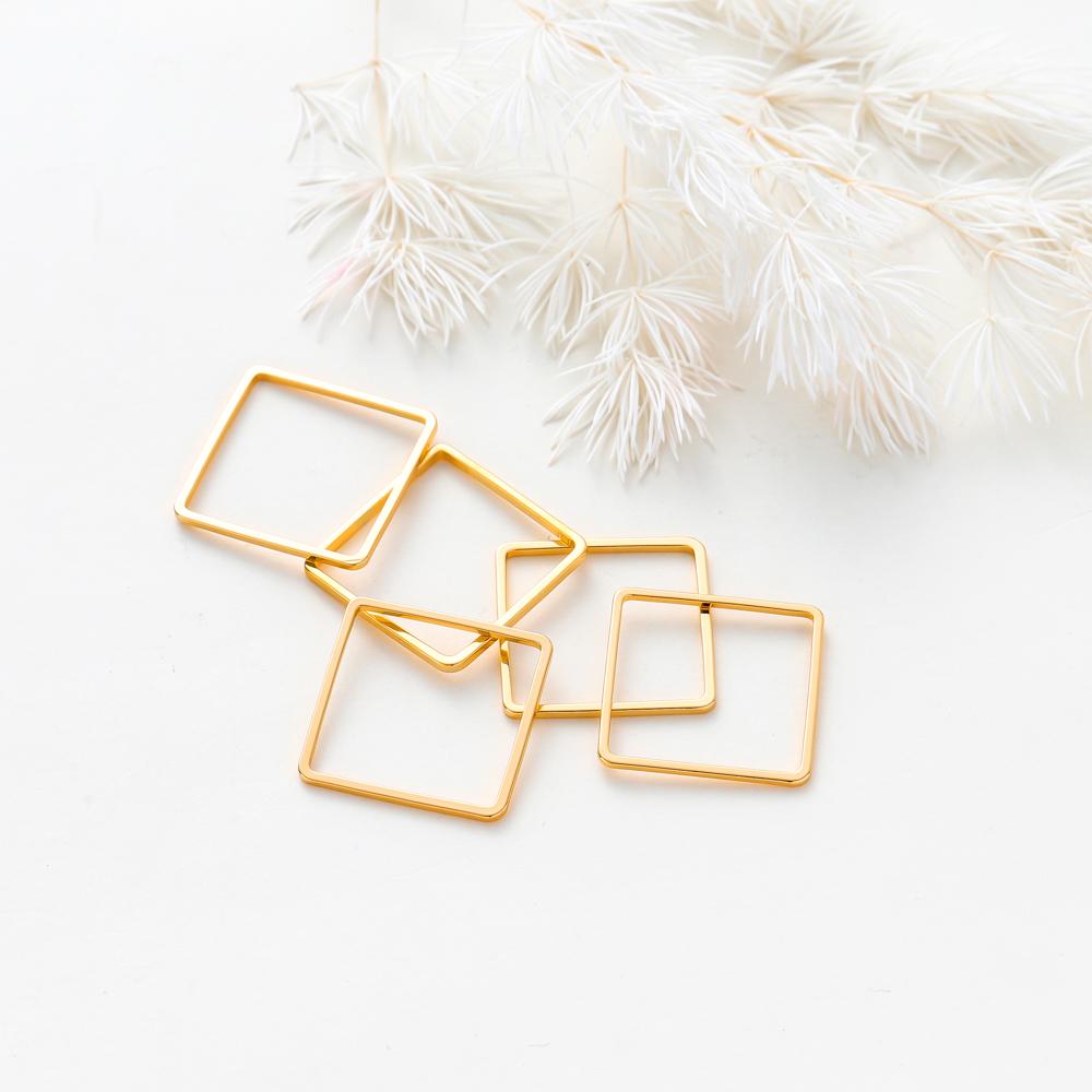 10Pcs 14K/18K Gold Color Plated Brass 20mm Square Hoops Earring Wires Connectors Closed Rings for DIY Jewelry Making Supplies