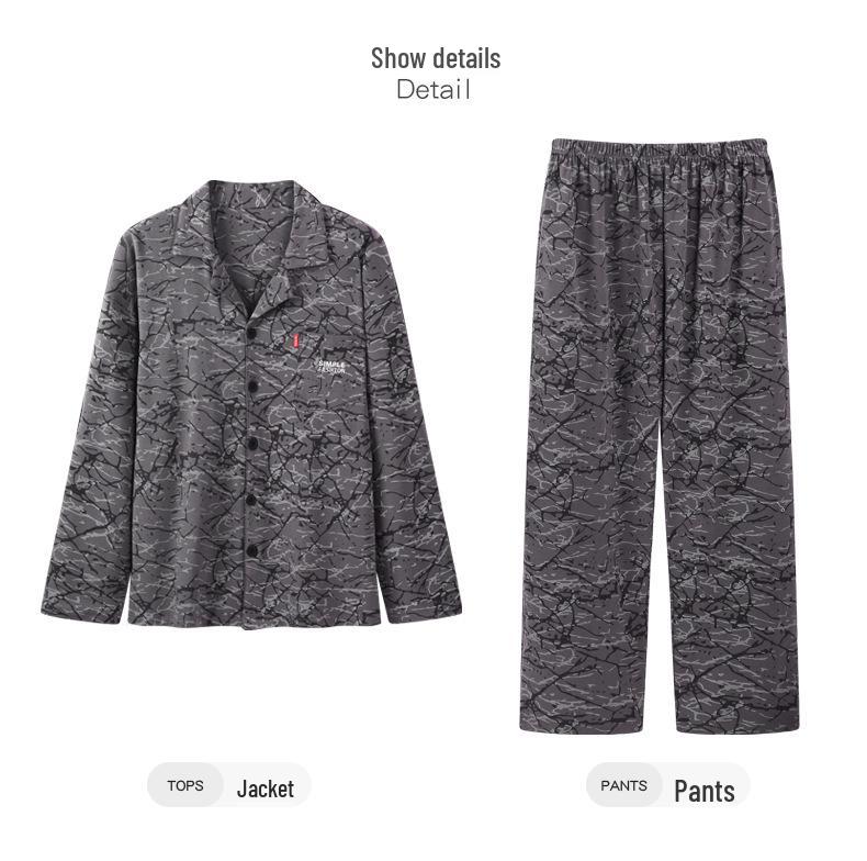 Men's Cotton Pajama Set - Long Sleeve & Pants, Spring To Winter, Casual Outdoor Wear, Plus Size Available
