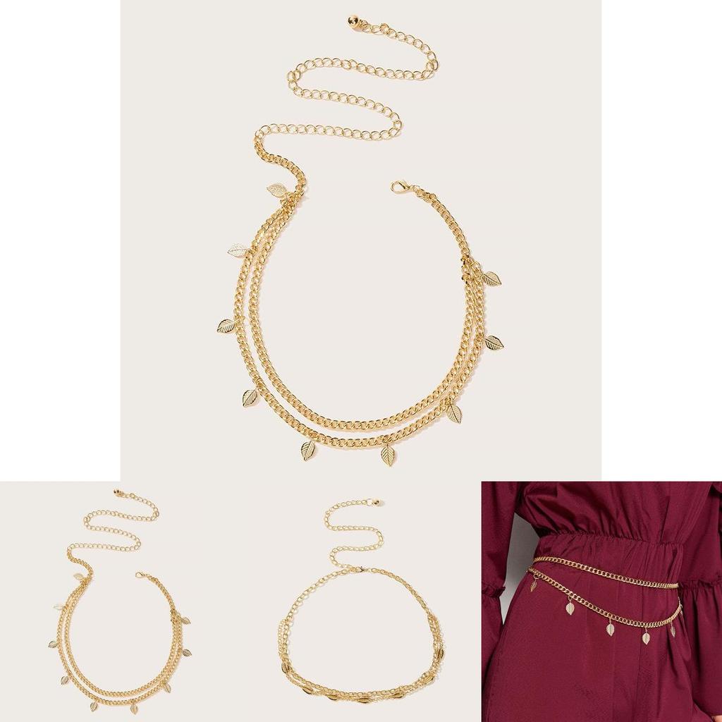 Bohemian Waist Chain For Women With Shell And Leaf Motifs And Metal Finish