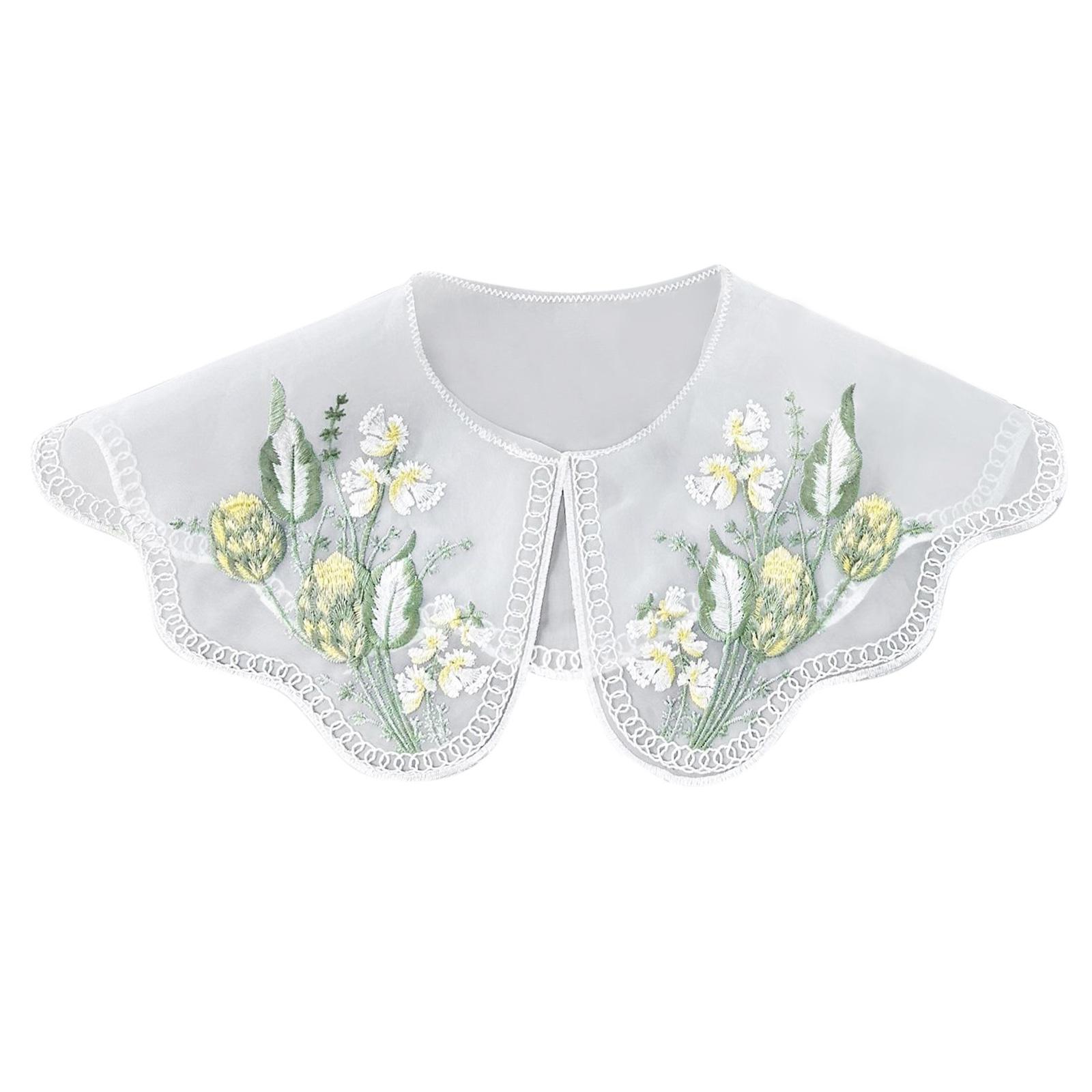 

Вышитый Цветочный Ложный Воротник для Женщин Элегантный Съемный Воротник Блузки Свитера Искусственный Воротник Женские Модные Аксессуары B