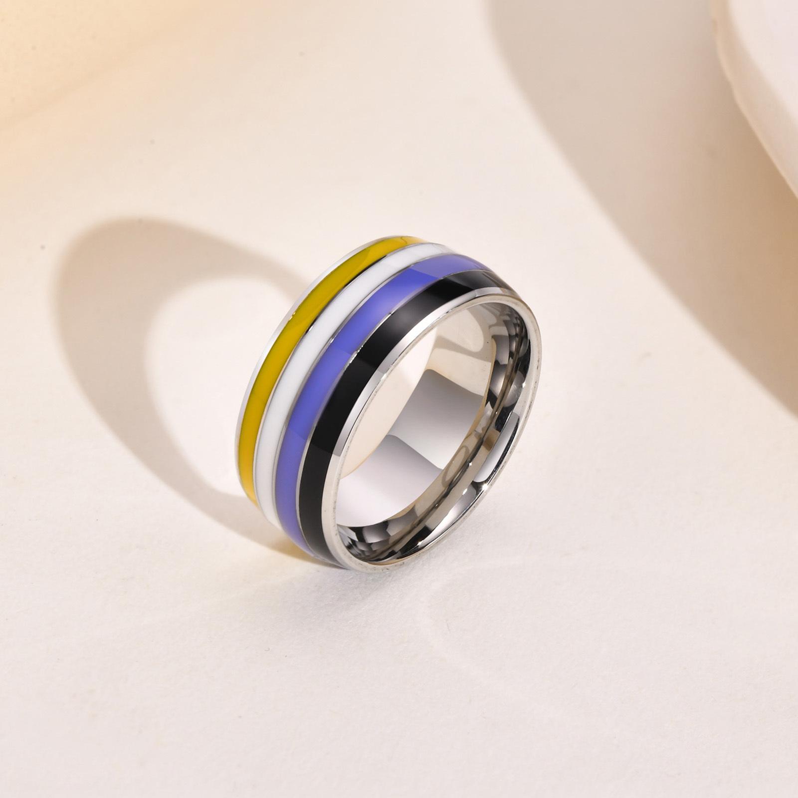 

Multicolor Rainbow Ring For Women Men Lebian Gay Stainless Steel Jewelry Wedding Engagement Valentine s Day Gift Size 13