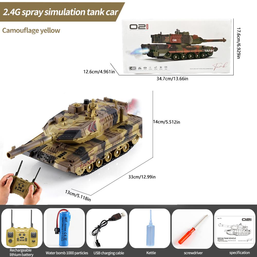 Kids Tank Rc Car Simulation Sound Effect 13 Channel Function Electric Launchable Remote Control Toy Boy Gift Cool