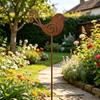 Rusty Animal Yard Stake Decoration for Lawns and Porch Edges, Metal Garden Stake with Weathered Finish and Easy Soil Placement