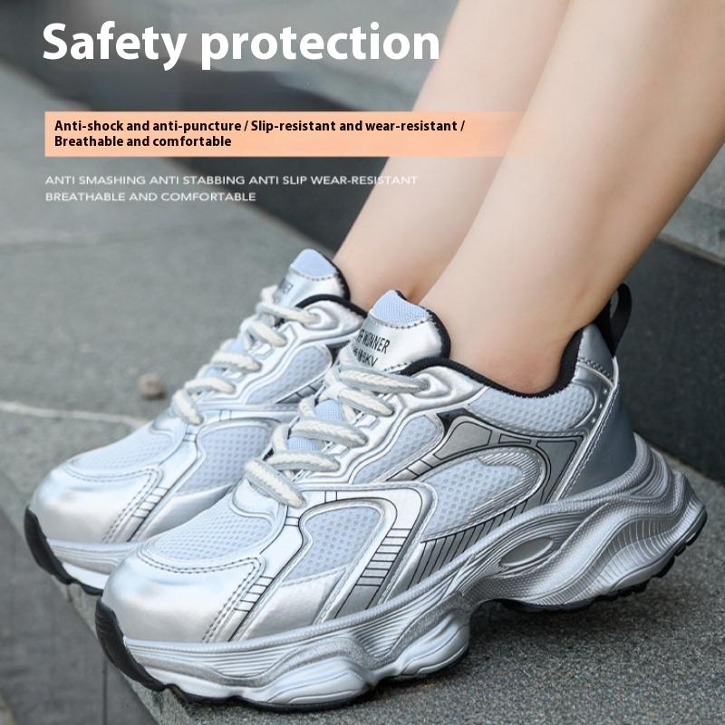 Four-season Women's Anti-smash Shoes, Breathable and Lightweight Plastic Steel Toe Safety Labor Protection Shoes for Women
